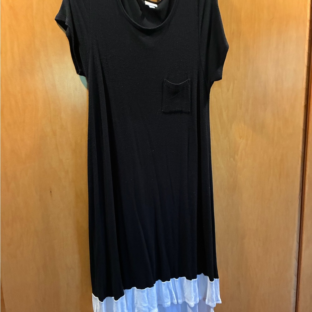 LuLaRoe Black Dress with White Ruffle Hem